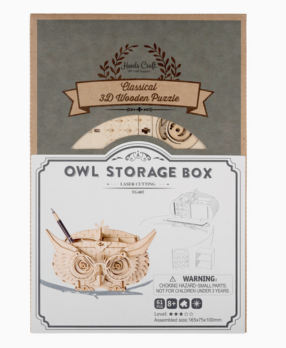 3D Wooden Puzzle - Owl Storage Box