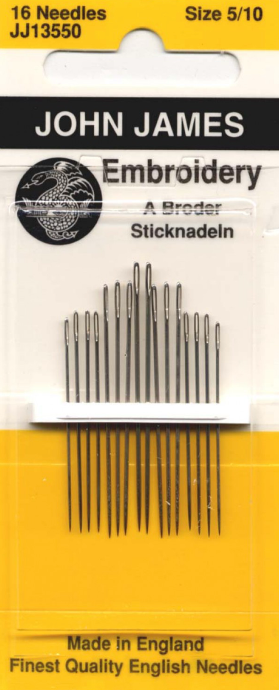 John James Embroidery / Crewel Needles Assorted Sizes 5/10