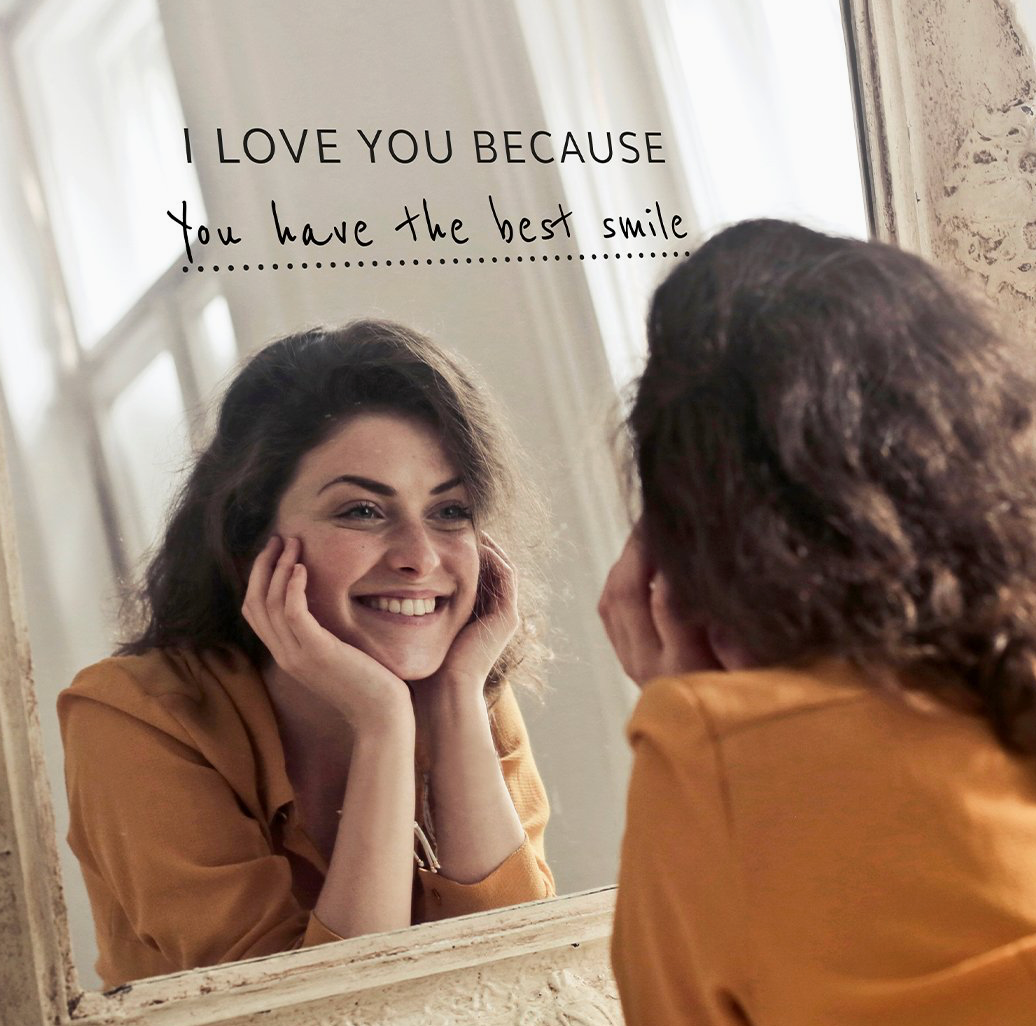 I Love You Because' Mirror Sticker + Pen (Decal Kit)