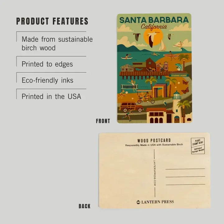 Santa Barbara Wood Postcards - Downtown  Harbor