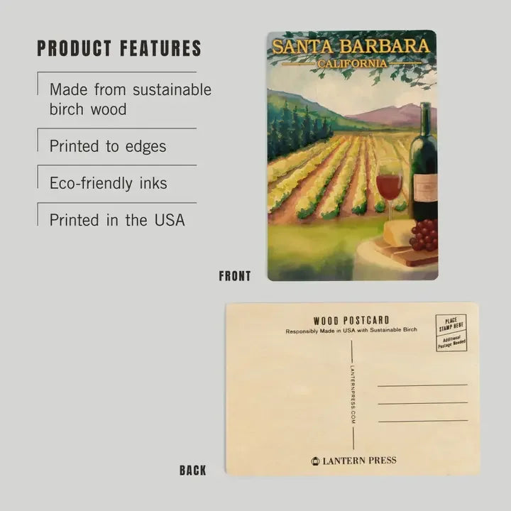 Santa Barbara Wood Postcards - Wine  Country