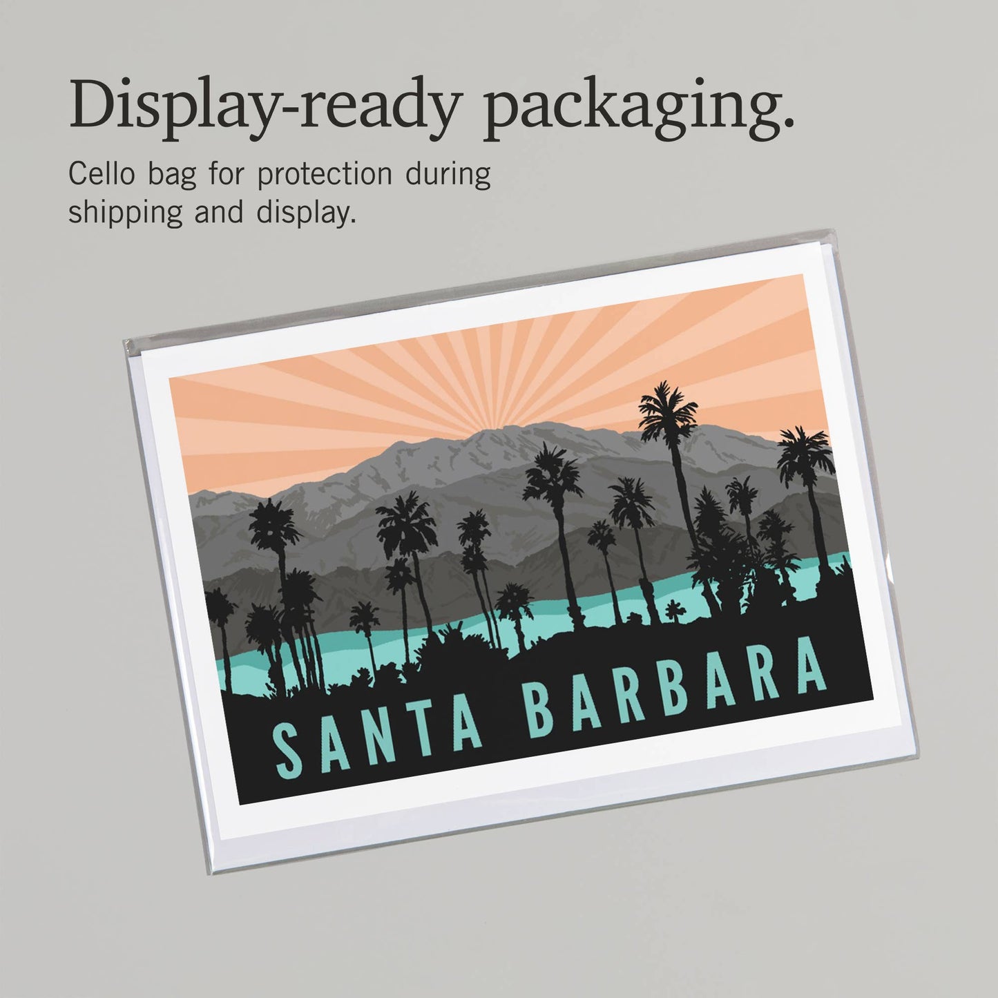 Plam Trees and Mountain Santa Barbara Greeting Card