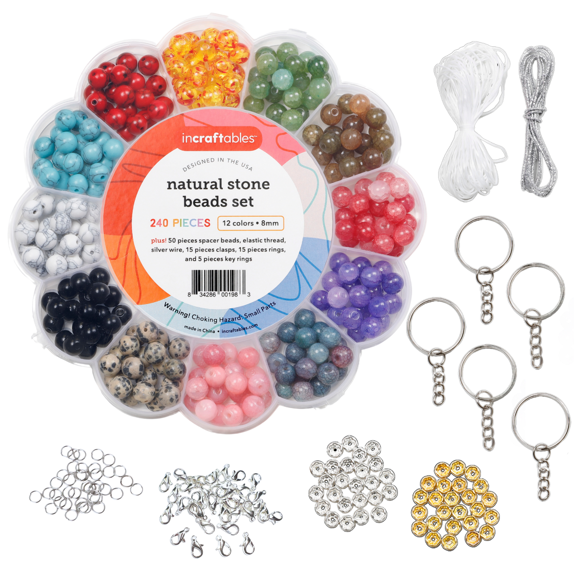 Incraftables Natural Gemstone Beads Kit – 240 Beads