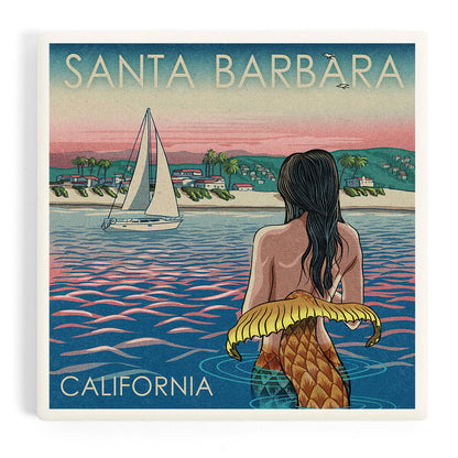 Mermaid in the Water Santa Barbara Ceramic Coaster