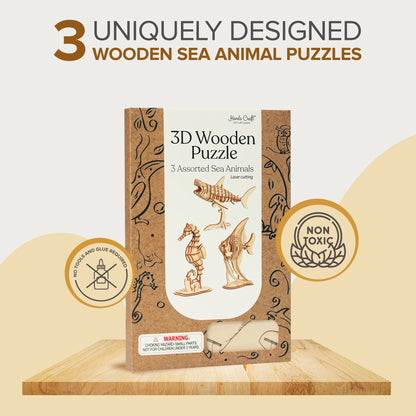 3D Wood Puzzle Bundle Pack: Sea Animals