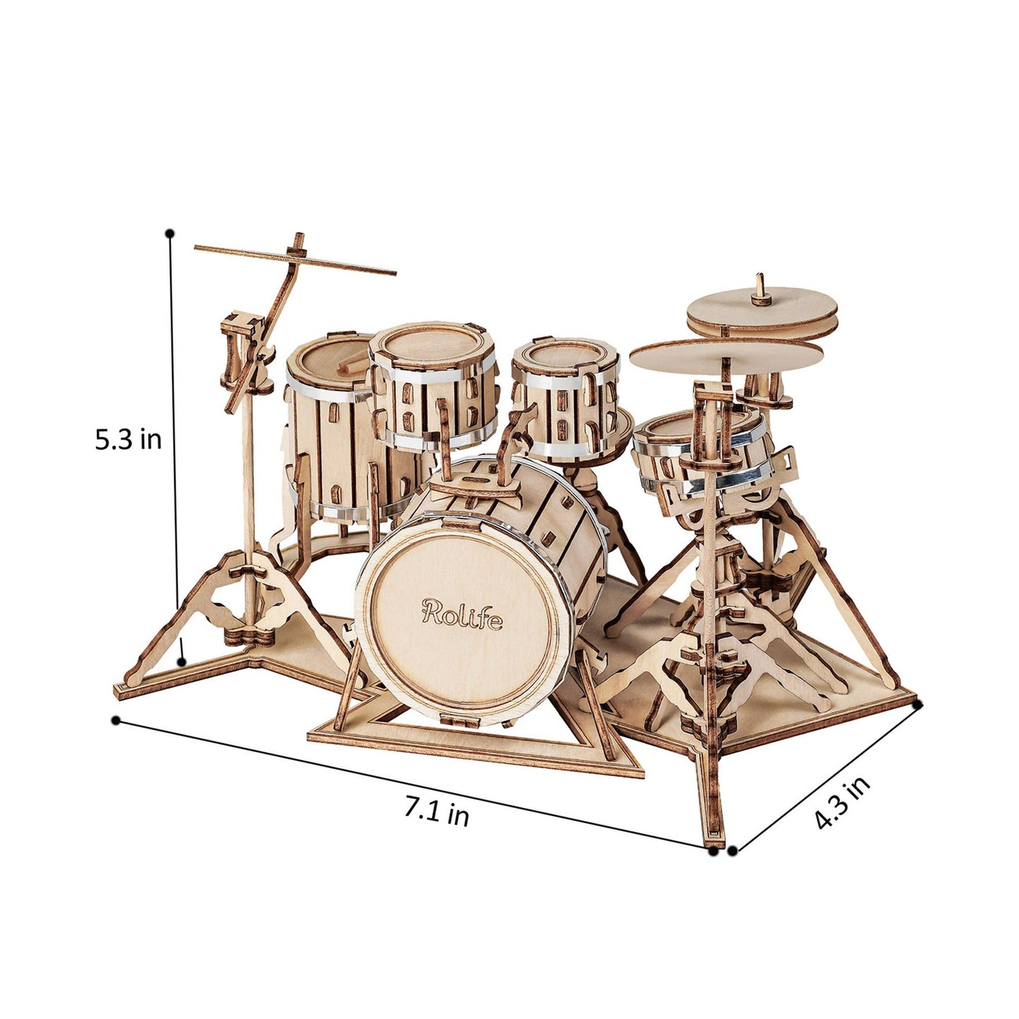 3D Wood Puzzle: Drum Kit