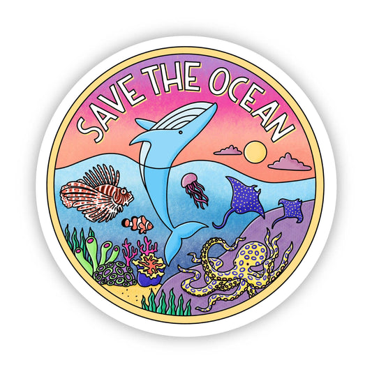 Save The Ocean Coral Reef Die Cut Sticker