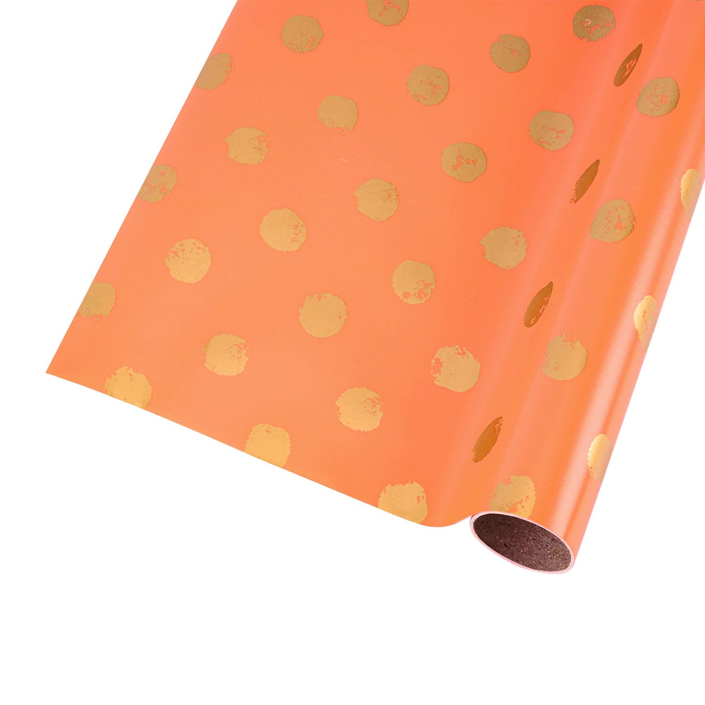 Orange w/ Metallic Gold Polka Dot - 30" x 10' Wrapping Paper