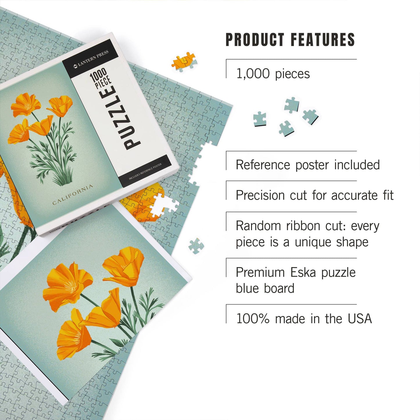 Vintage California Poppy 1000 Piece Jigsaw Puzzle