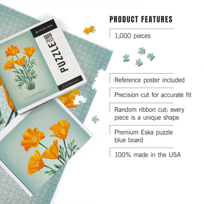 Vintage California Poppy 1000 Piece Jigsaw Puzzle