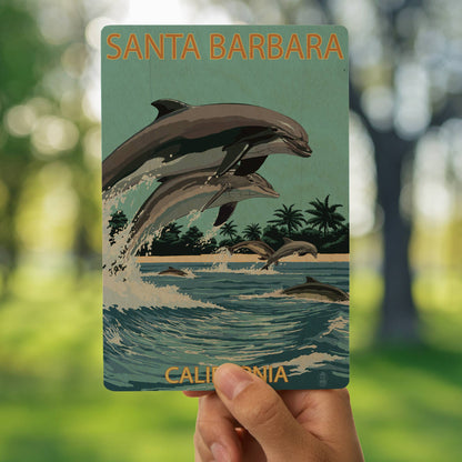 Santa Barbara Wood Postcards - Dolphins