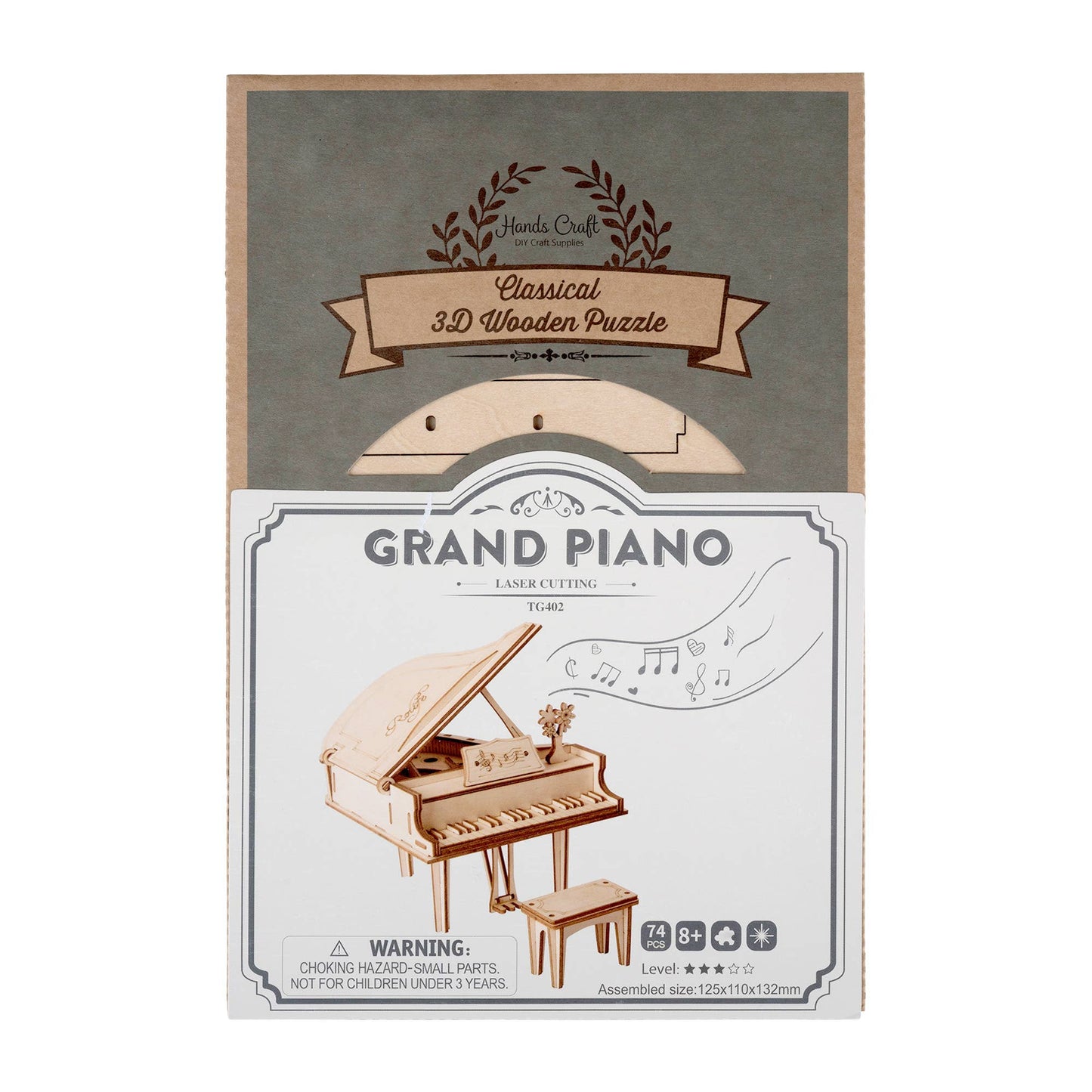 3D Wood Puzzle: Grand Piano