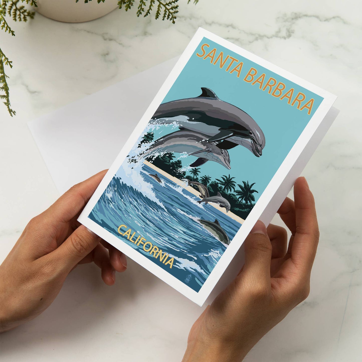 Santa Barbara Greeting Card - Dolphins