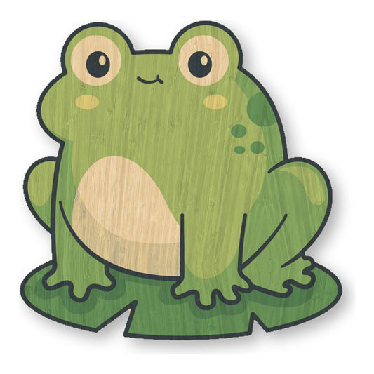 Cute Frog - Kawaii Bamboo Wood Sticker