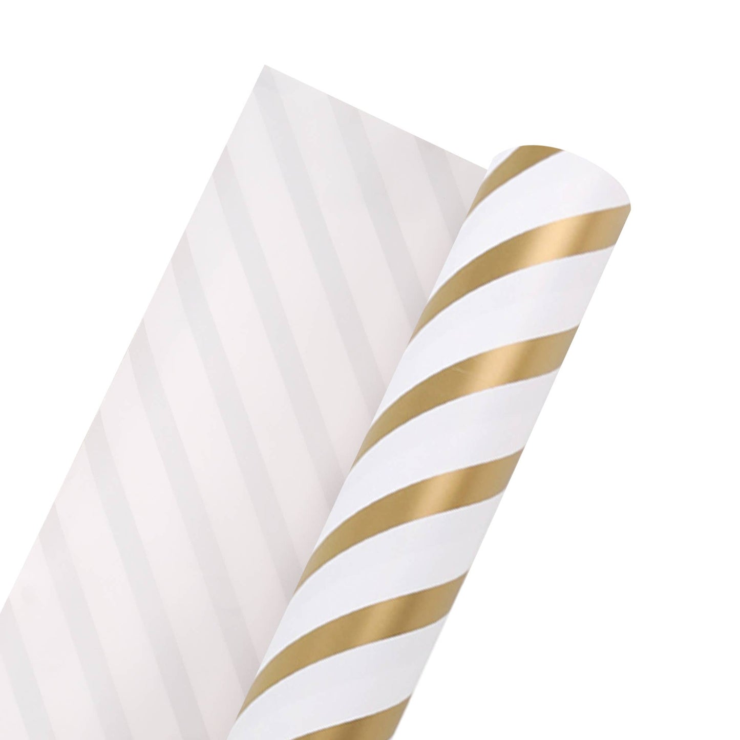 White/Gold Diagonal Stripe - 30" x 10' Wrapping Paper |