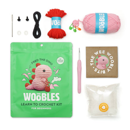 Fred the Dinosaur - Pink: The Woobles Crochet Kit