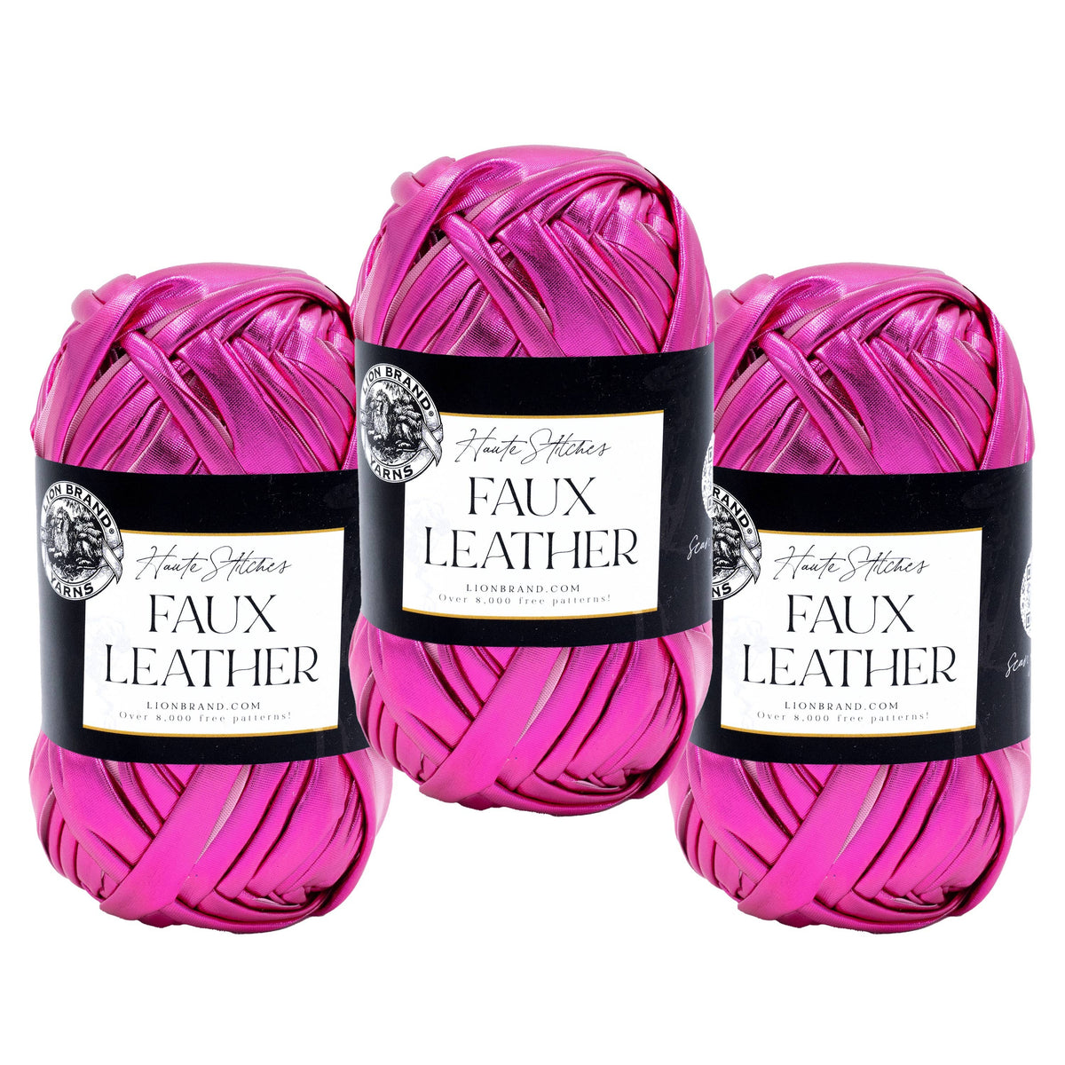 Lion Brand Yarn Haute Stitches Faux Leather: Silver Fox