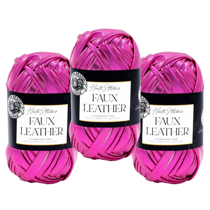 Lion Brand Yarn Haute Stitches Faux Leather 3 Pack: Ink