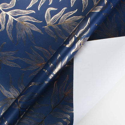 Botanical Leaf Navy/Gold - 30" x 10' Wrapping Paper |