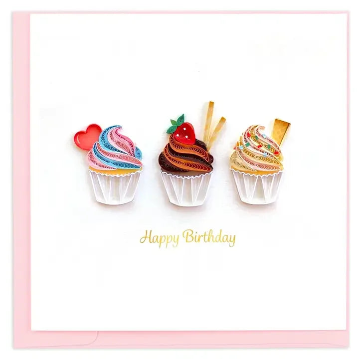 Birthday Cupcake Trio Quilling Card