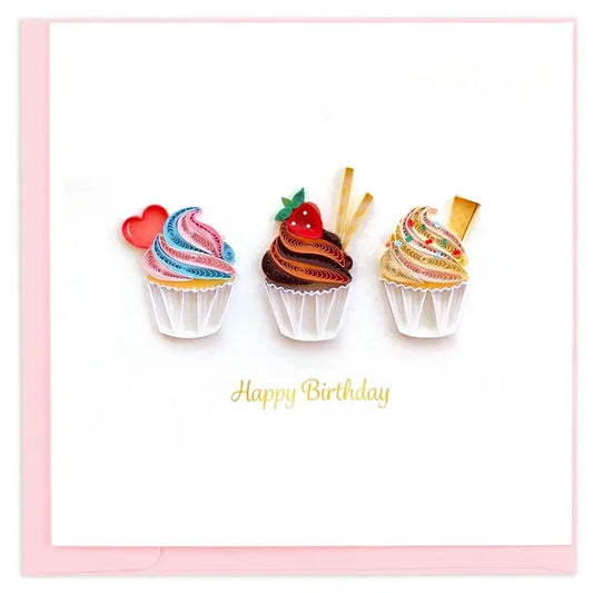 Birthday Cupcake Trio Quilling Card