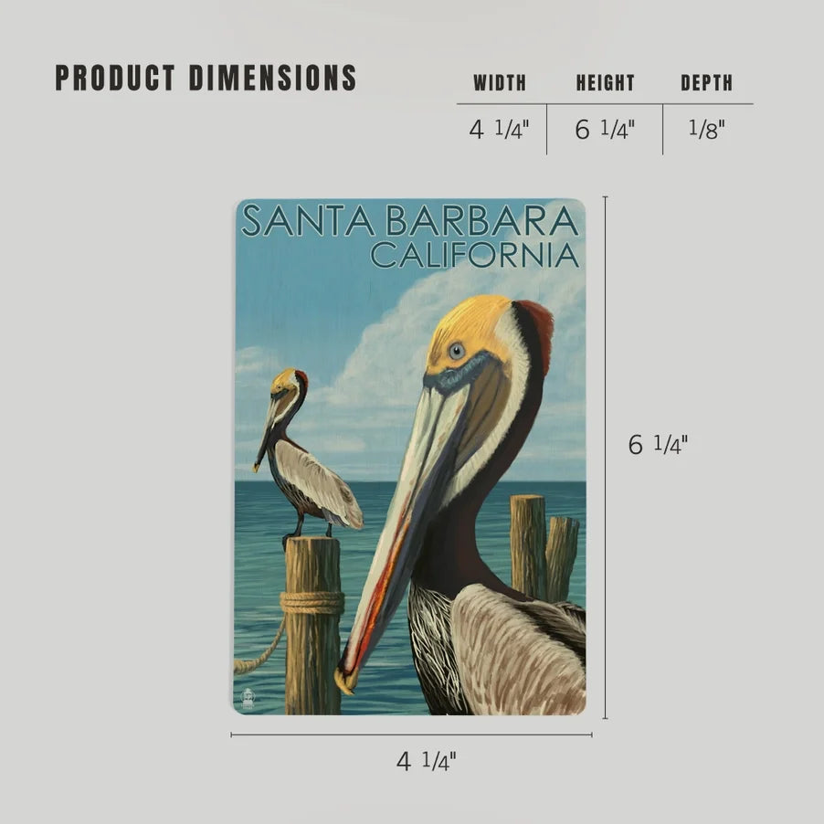 Santa Barbara Wood Postcards -  Pelicans