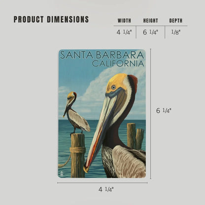 Santa Barbara Wood Postcards -  Pelicans