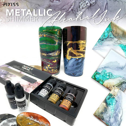 PIXISS Metallic Alcohol Inks Set of 5 - Shimmering Colors