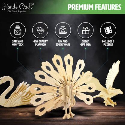 3D Wooden Puzzle Bundle Pack: Bird Animals