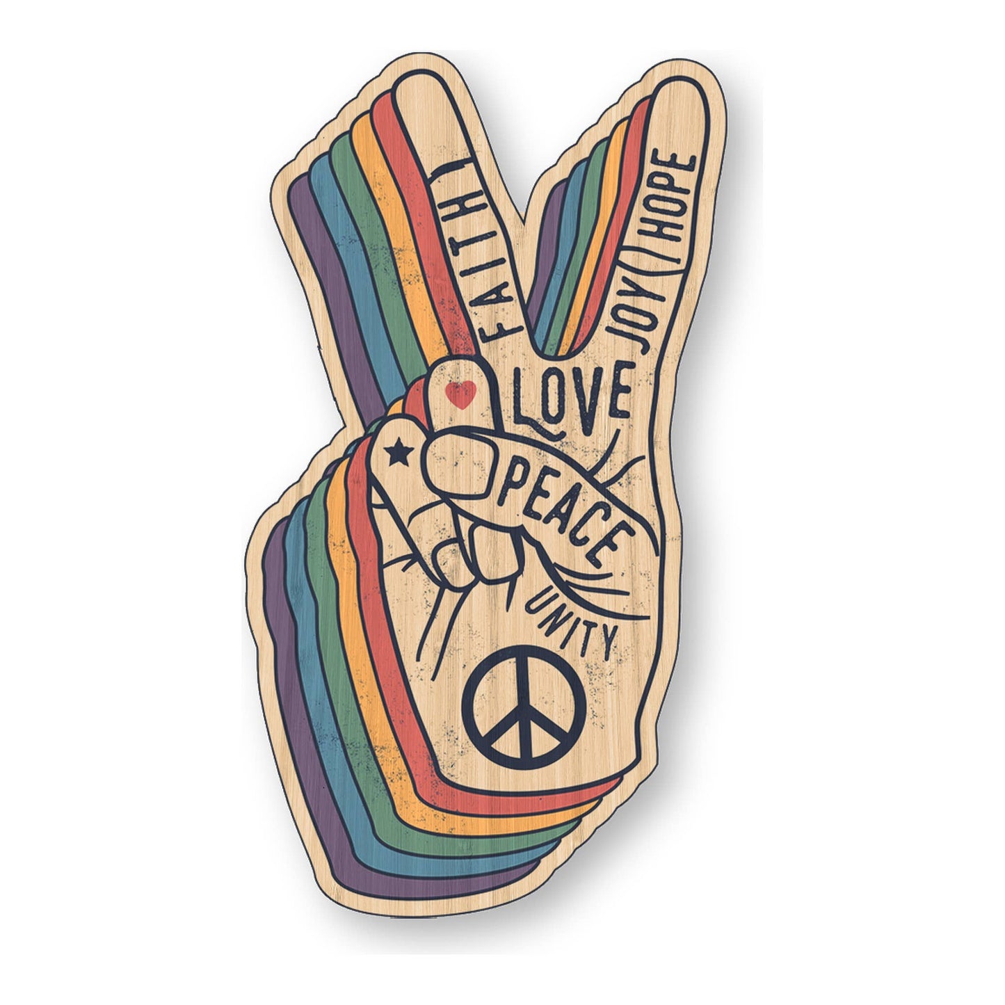 Peace Hand - Inspirational Bamboo Wood Sticker