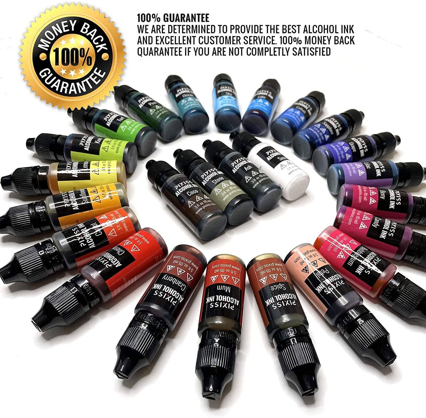 PIXISS Alcohol Ink Set of 25 - Highly Saturated
