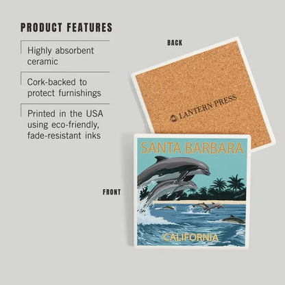 Dolphins Santa Barbara Ceramic Coaster