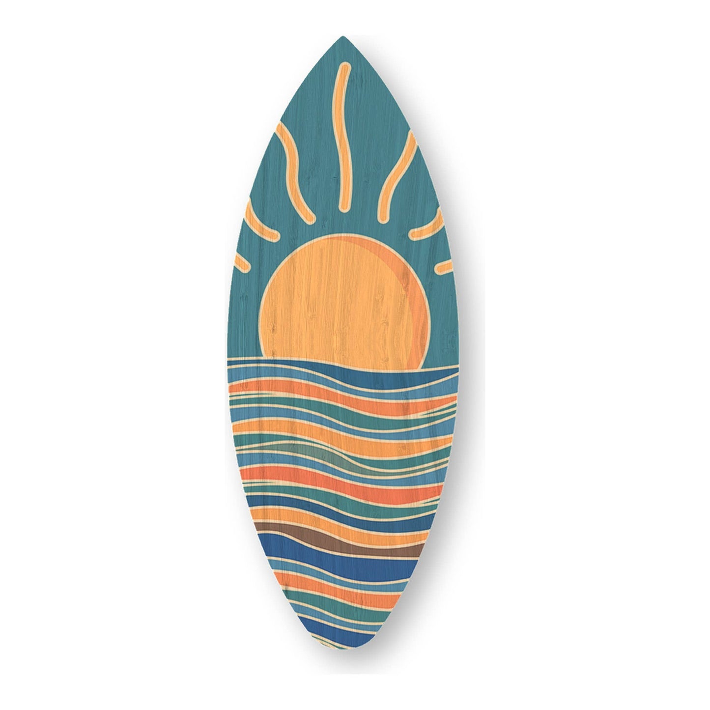 Sunset Surfboard - Beach Bamboo Wood Sticker