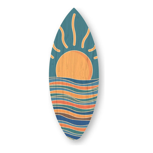 Sunset Surfboard - Beach Bamboo Wood Sticker