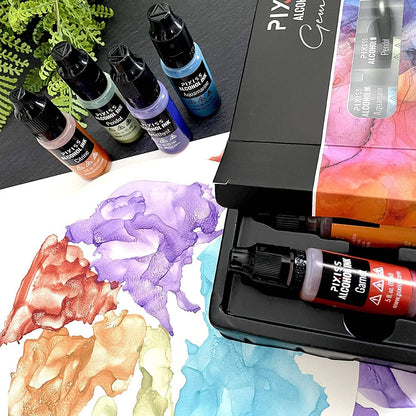 PIXISS Alcohol Ink Set of 5 - Shimmering Gemstone Hues