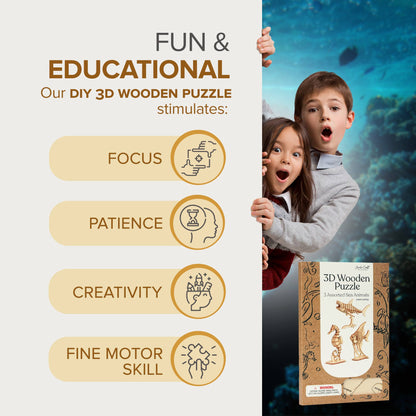 3D Wood Puzzle Bundle Pack: Sea Animals