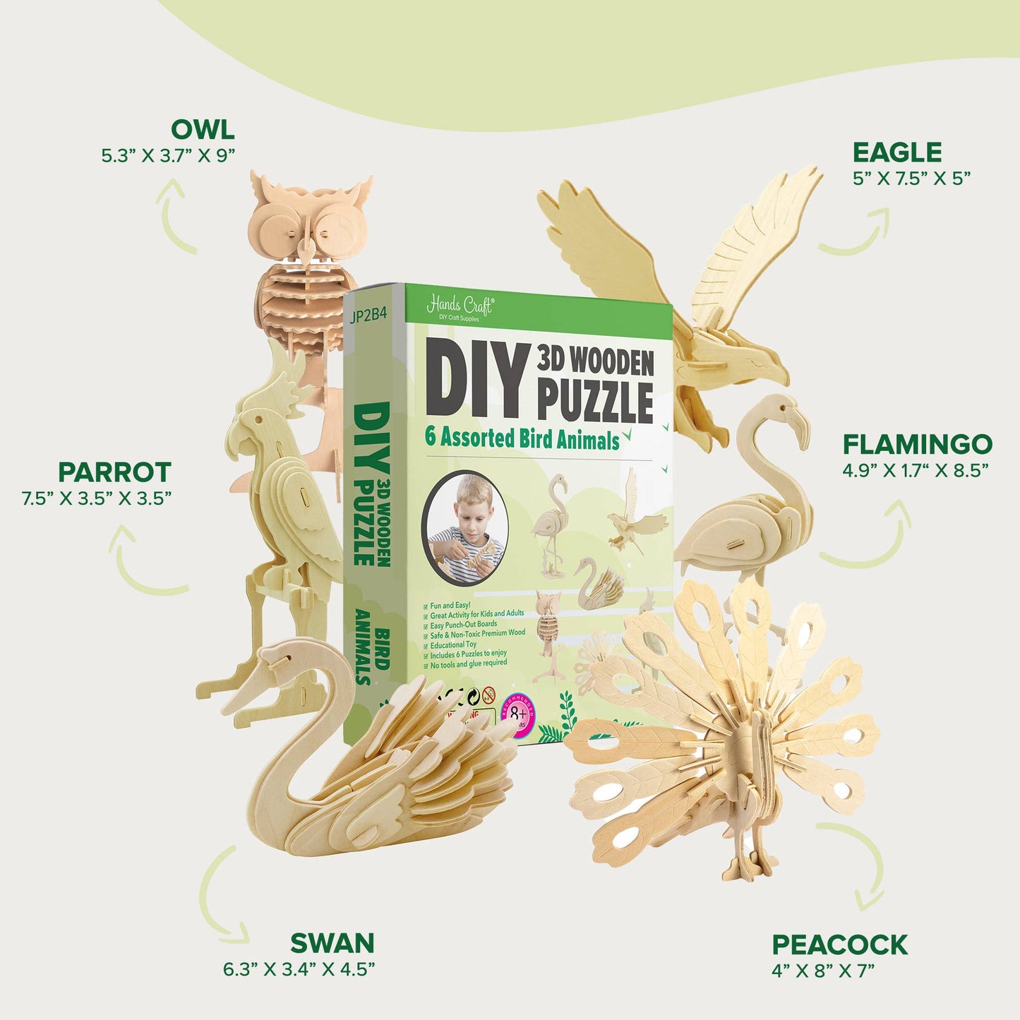 3D Wooden Puzzle Bundle Pack: Bird Animals