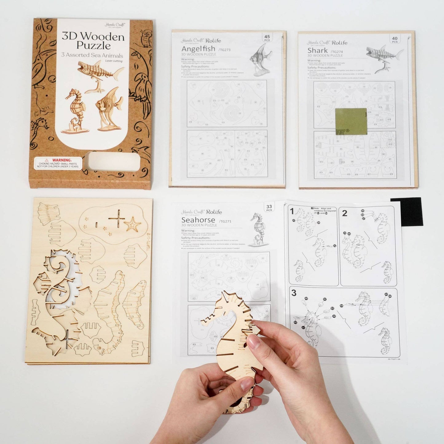 3D Wood Puzzle Bundle Pack: Sea Animals