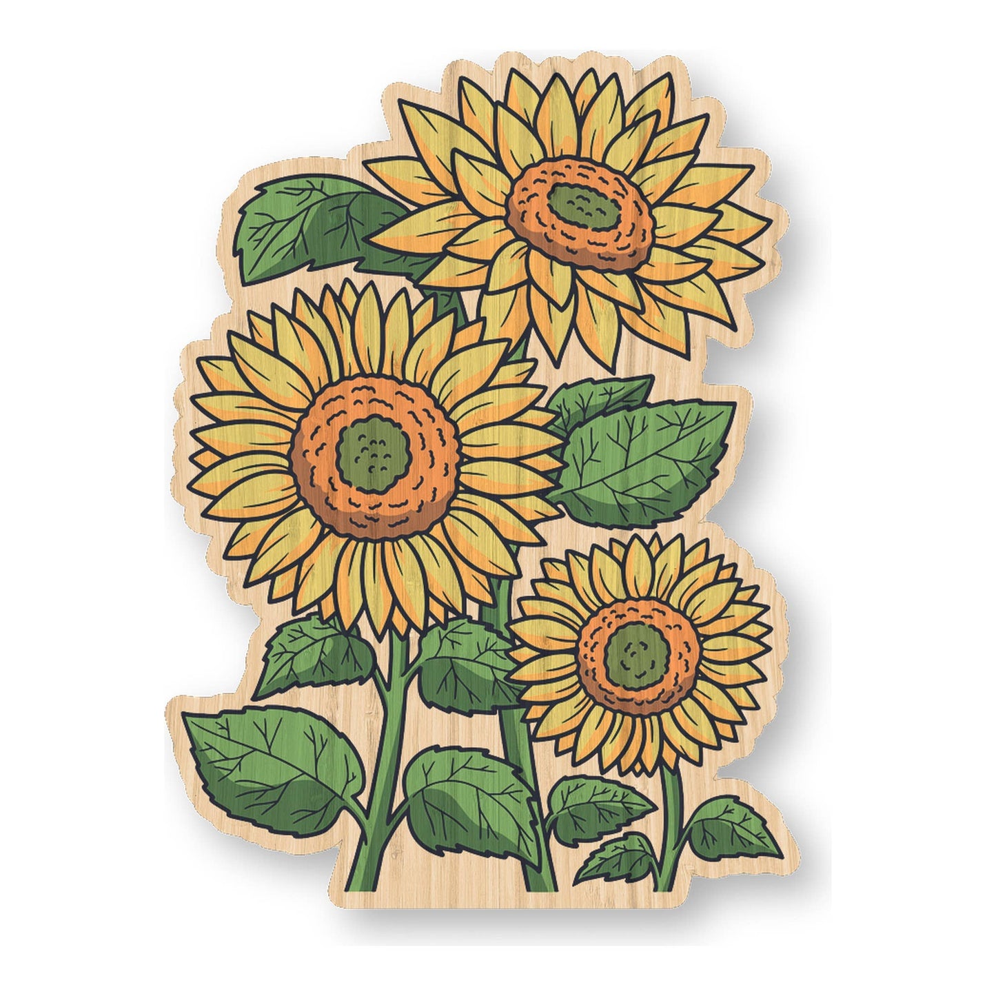 Bunch of Sunflowers - Floral Bamboo Wood Sticker