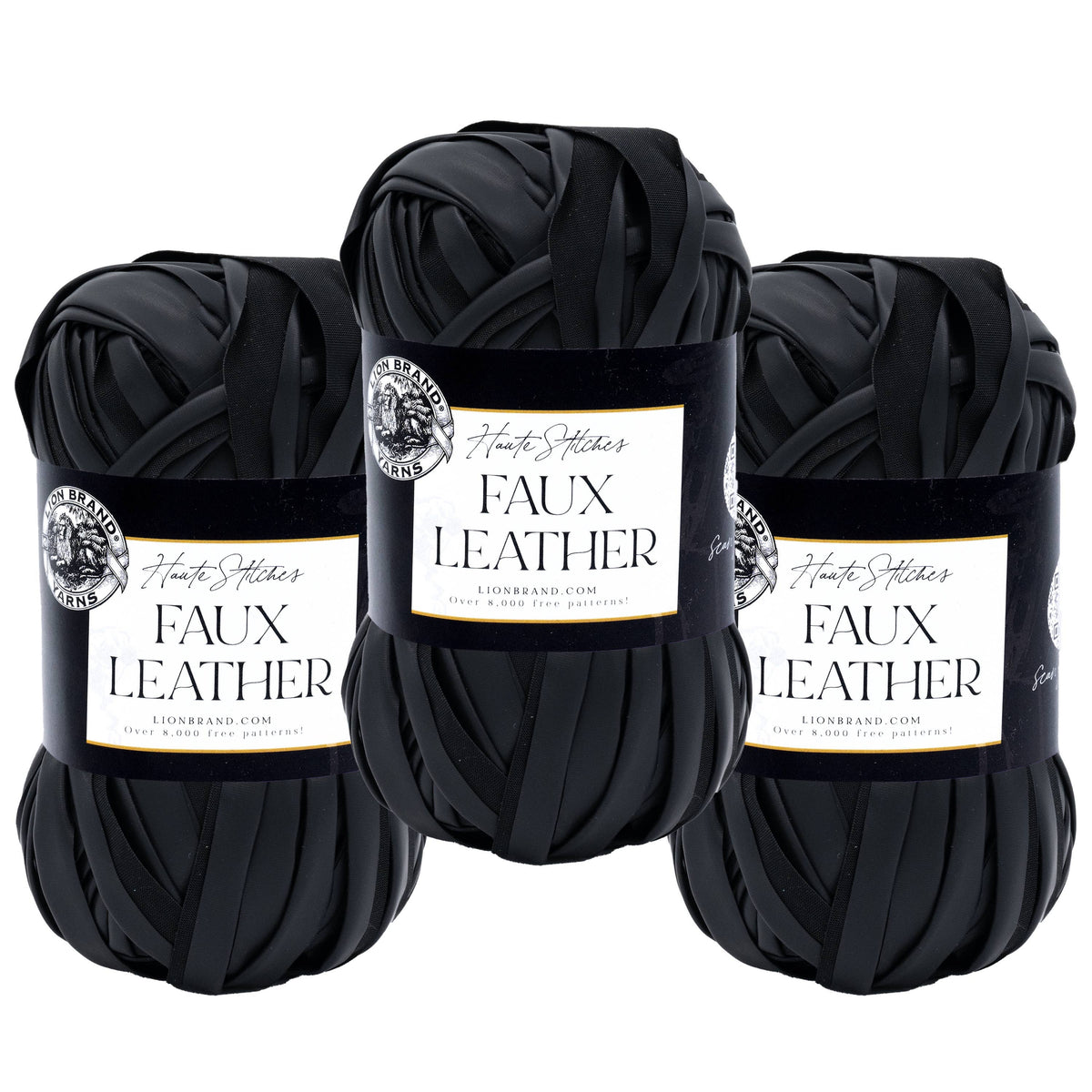 Lion Brand Yarn Haute Stitches Faux Leather 3 Pack: Bronze