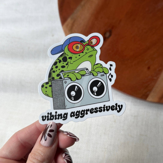 Vibing Aggressively Frog Sticker