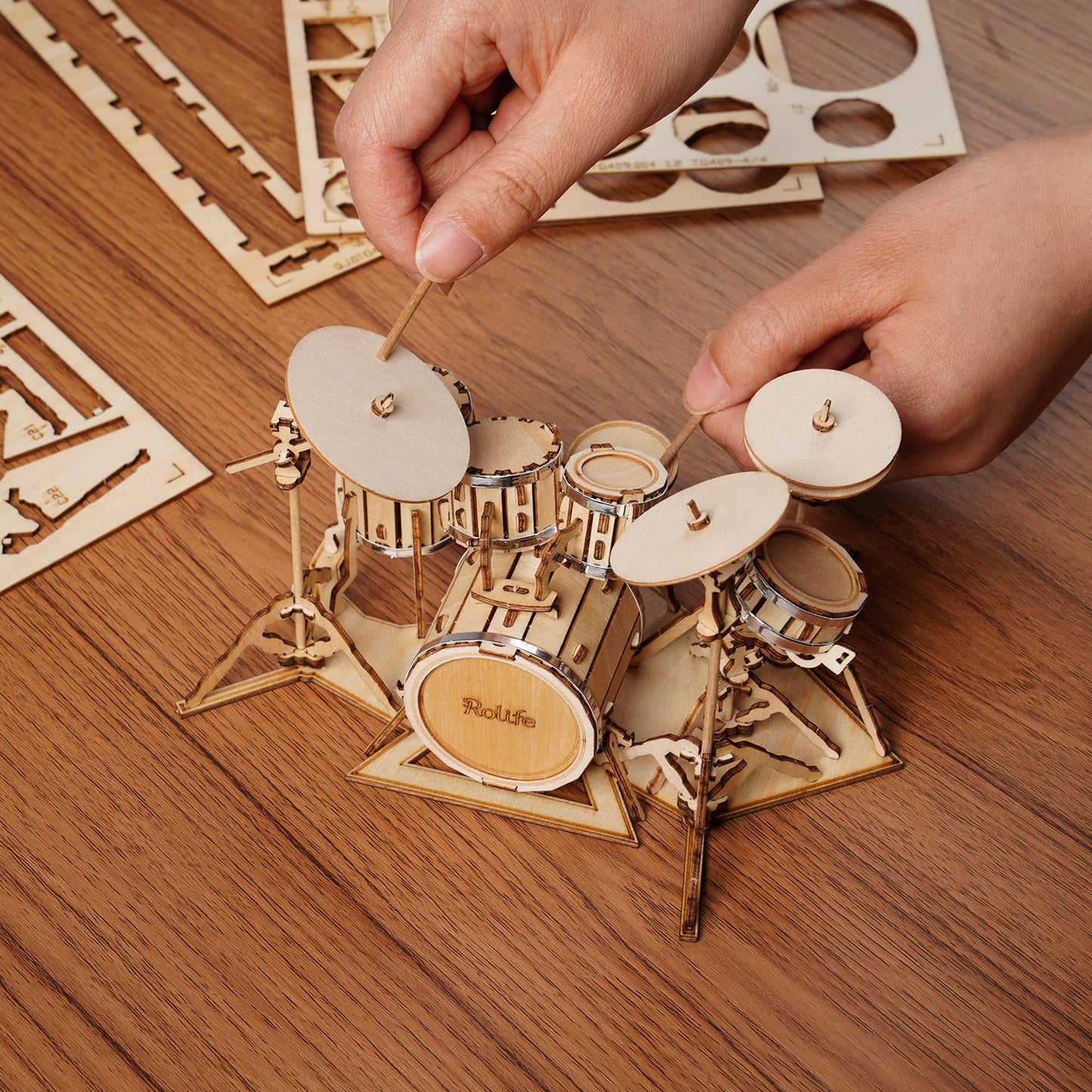 3D Wood Puzzle: Drum Kit