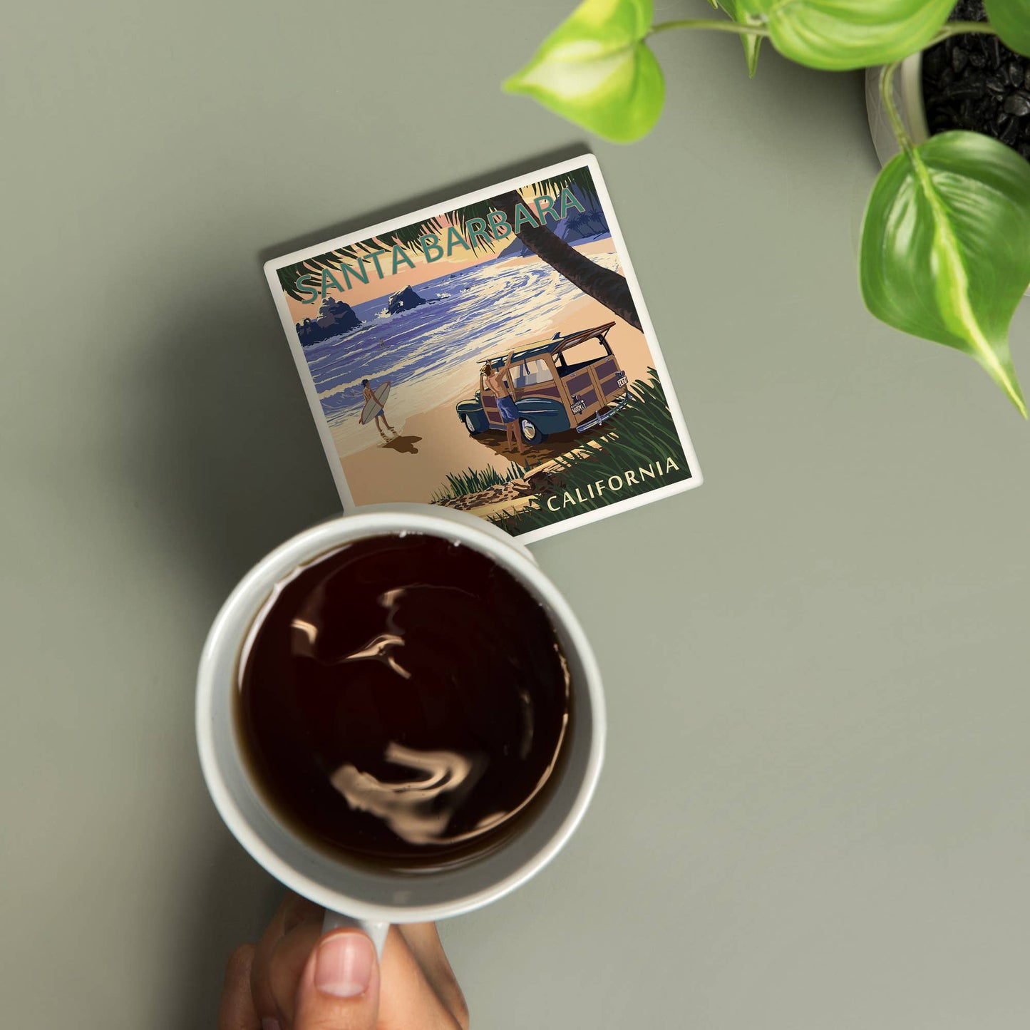 Classic Woody Santa Barbara Ceramic Coaster
