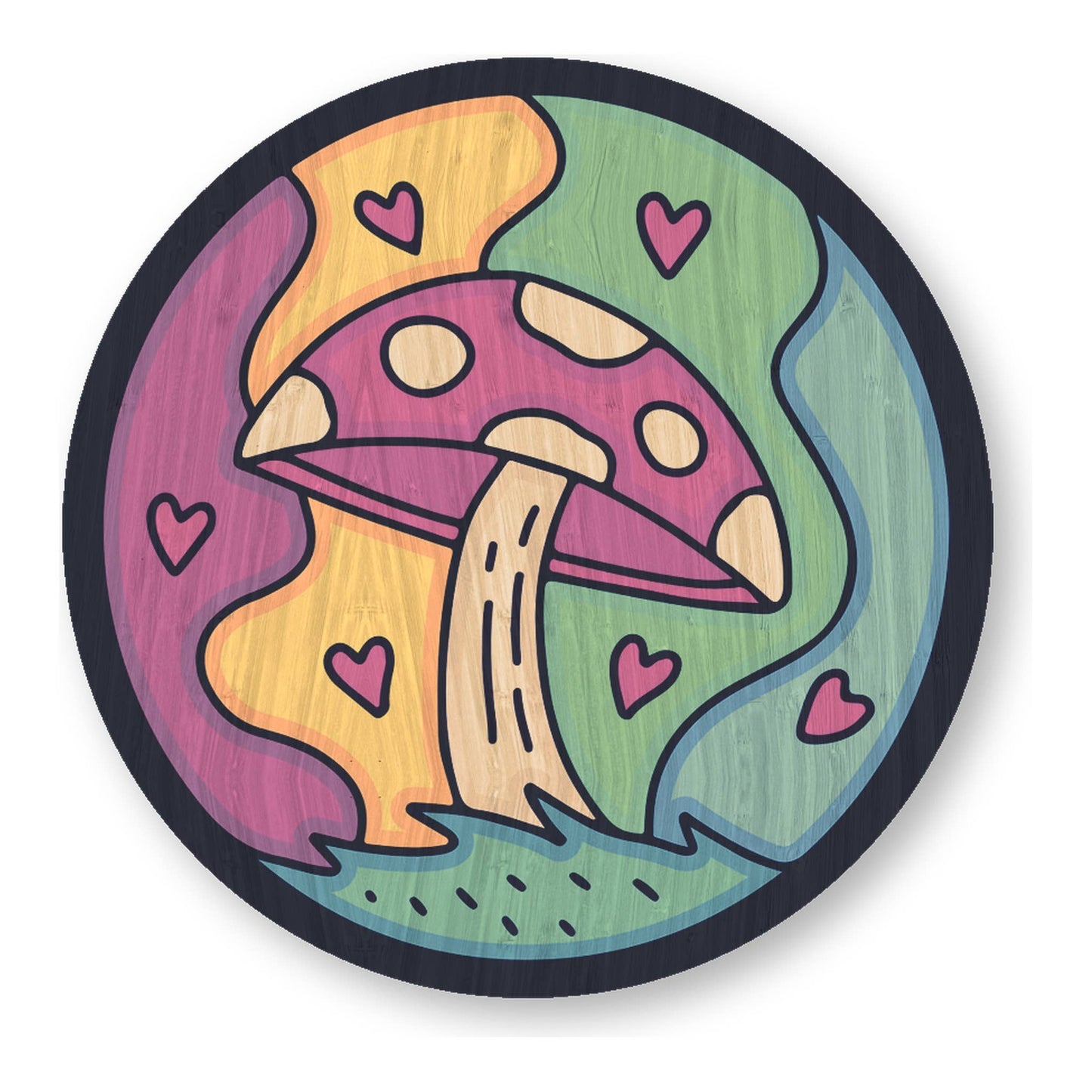 Magic Mushroom - Kawaii Bamboo Wood Sticker