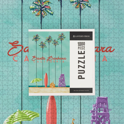 Palm Tree and Surfboard Santa Barbara 1000 Piece Jigsaw Puzzle