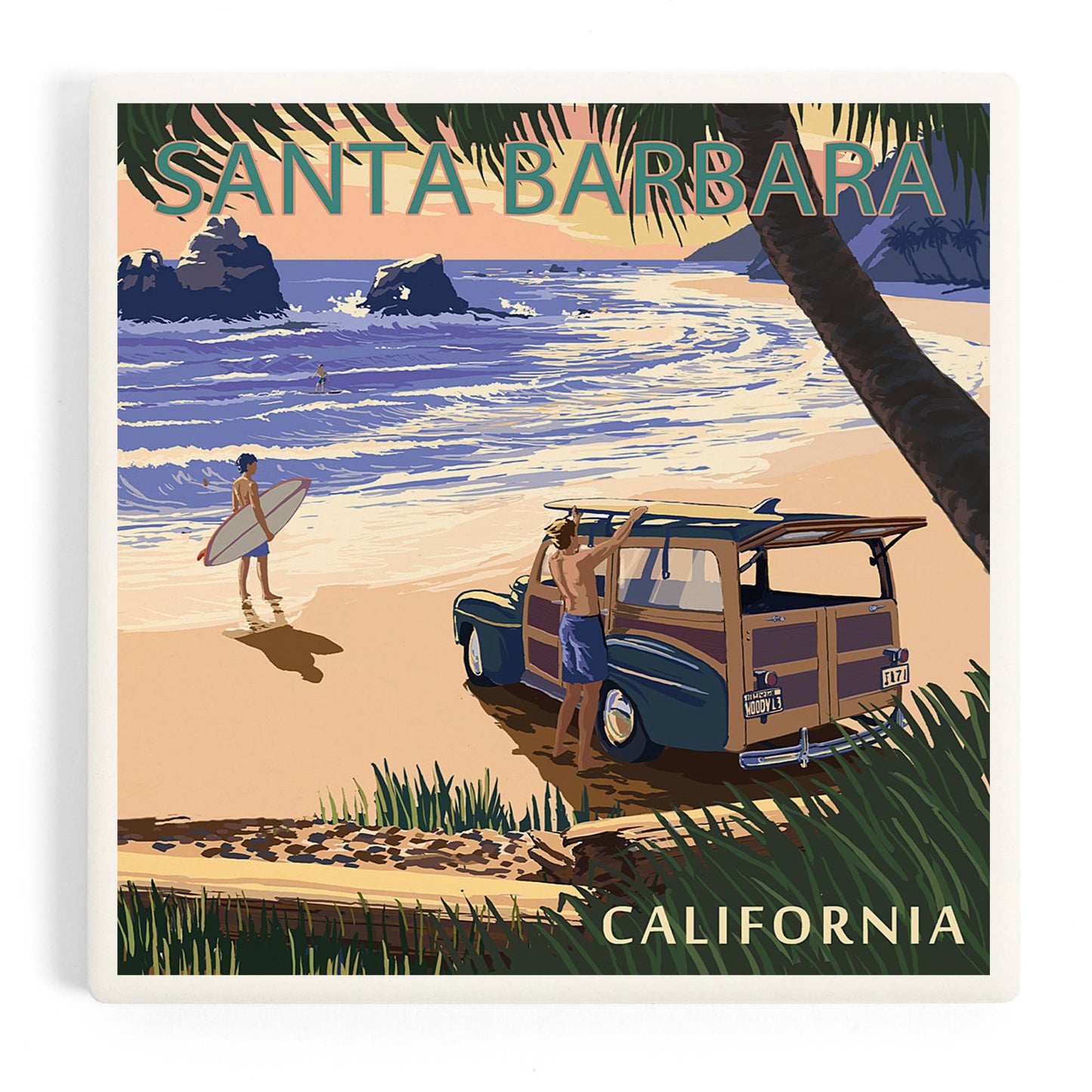 Classic Woody Santa Barbara Ceramic Coaster