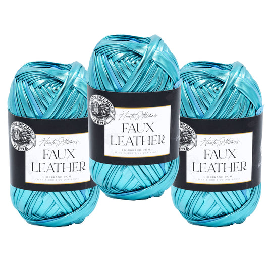 Lion Brand FauxLeather Yarn - CaribbeanBlue