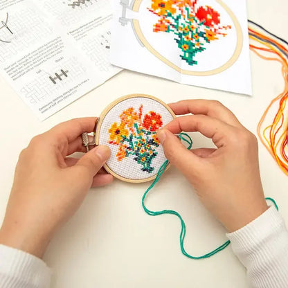 Mini Cross Stitch - Bright Bouqet