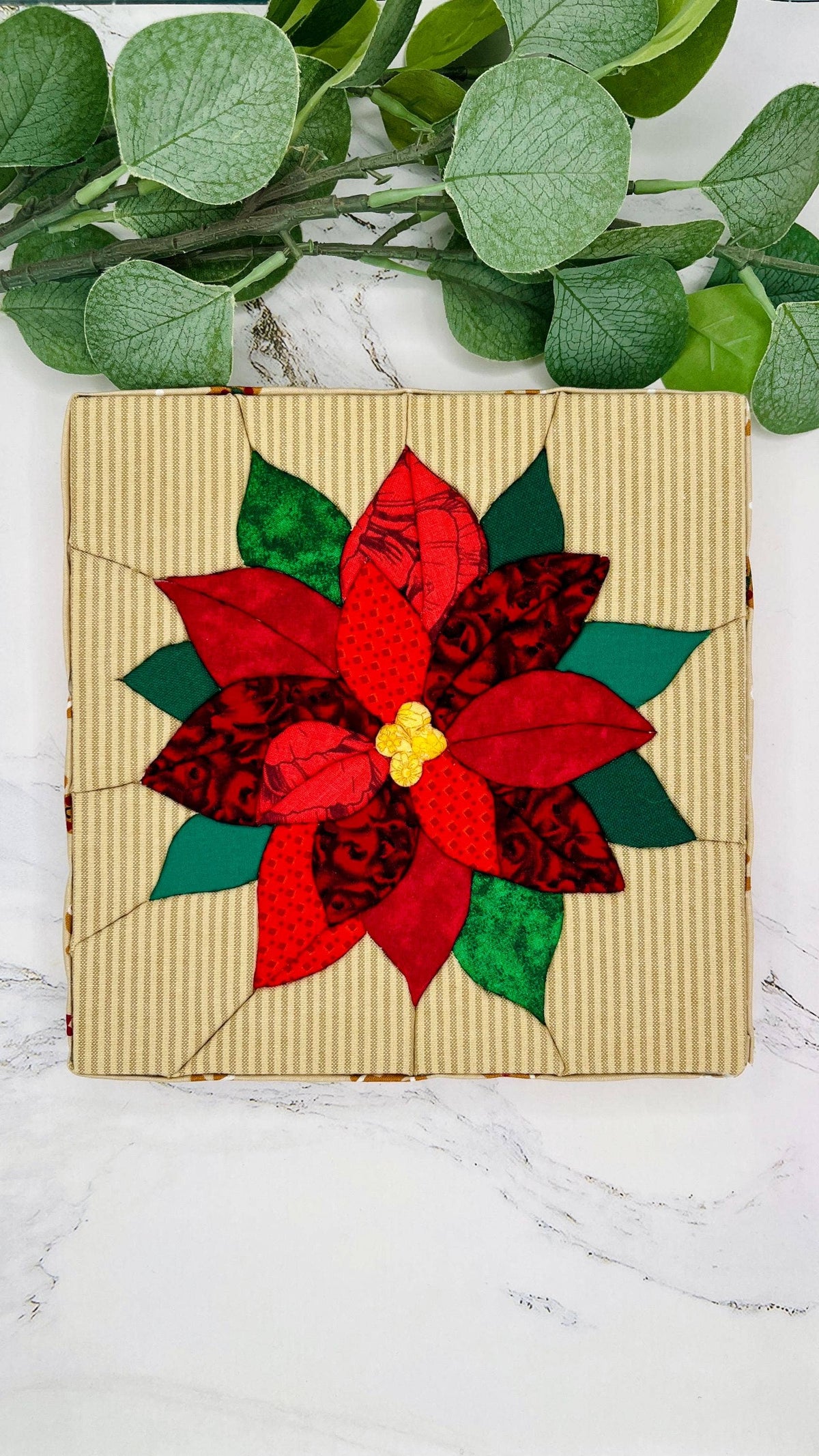 Poinsettia Kinusaiga Craft Kit No Sew Quilting Fabric Art
