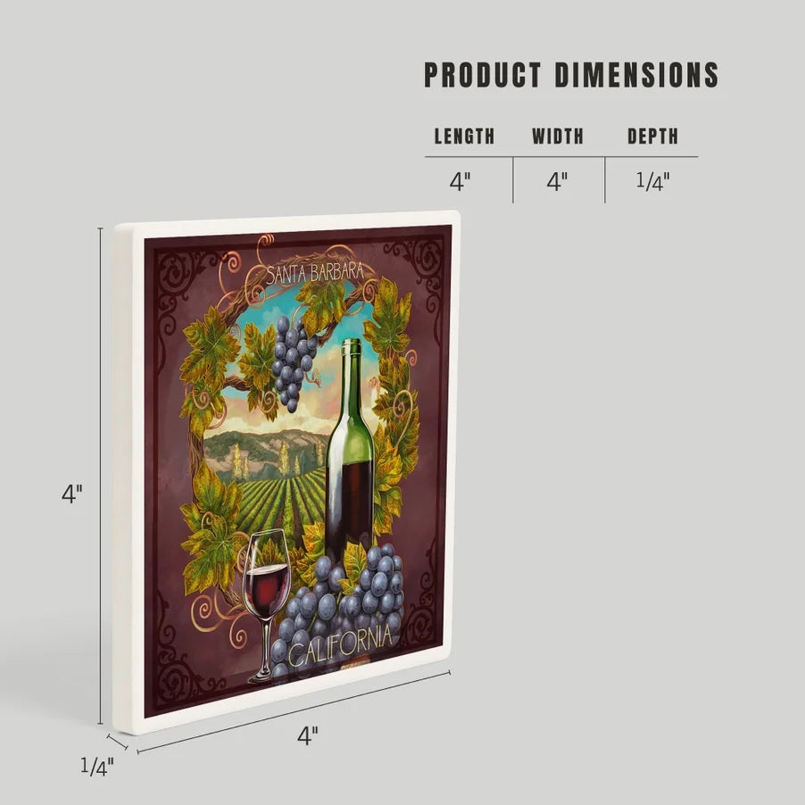 Wine Country Window Santa Barbara Ceramic Coaster